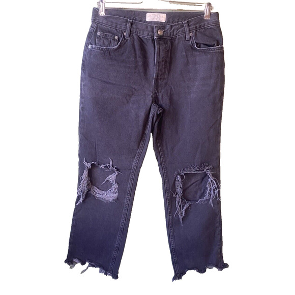 We the Free Jeans Womens Size 28 Black Thrashed Distressed Maggie Denim Pants - Picture 3 of 14